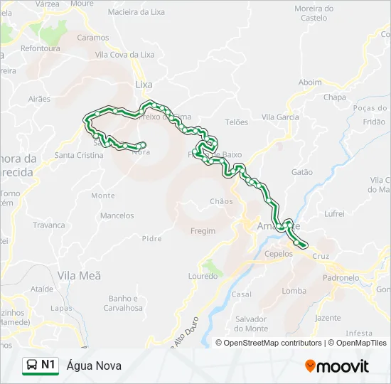 N1 Bus Line Map