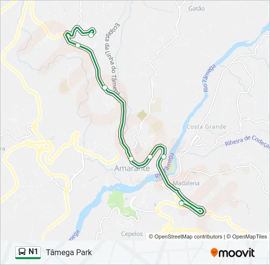N1 Bus Line Map
