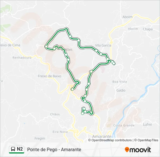 N2 Bus Line Map