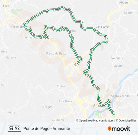 N2 Bus Line Map
