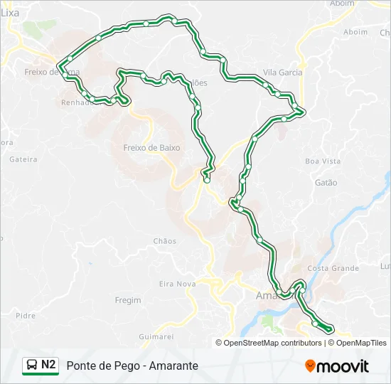 N2 Bus Line Map