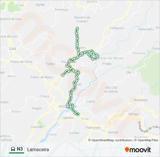 N3 Bus Line Map