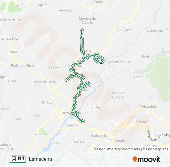 N4 Bus Line Map