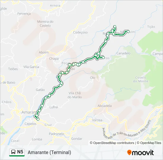 N5 Bus Line Map
