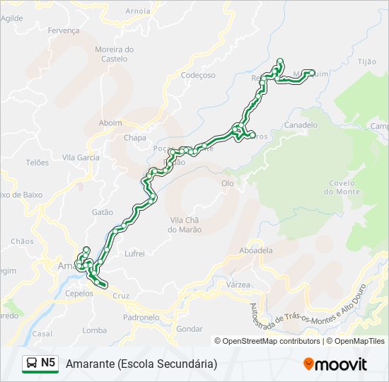 N5 bus Line Map