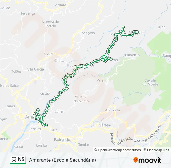 N5 Bus Line Map