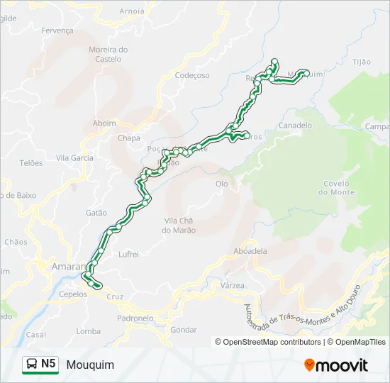 N5 Bus Line Map