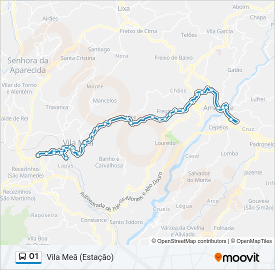 O1 Bus Line Map