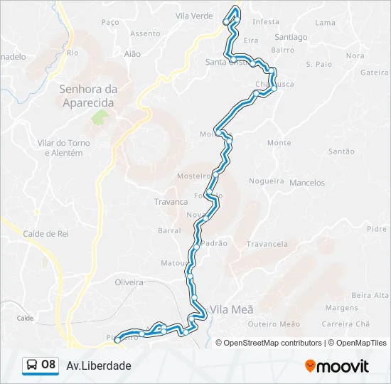 O8 Bus Line Map