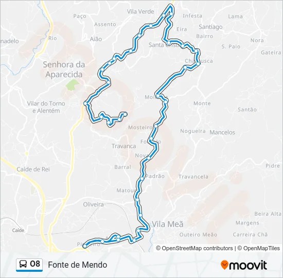 O8 Bus Line Map