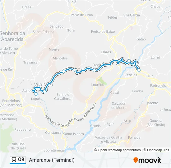 O9 Bus Line Map