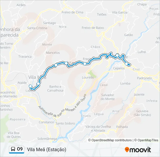 O9 Bus Line Map