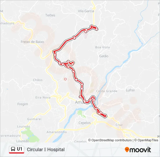 U1 Bus Line Map