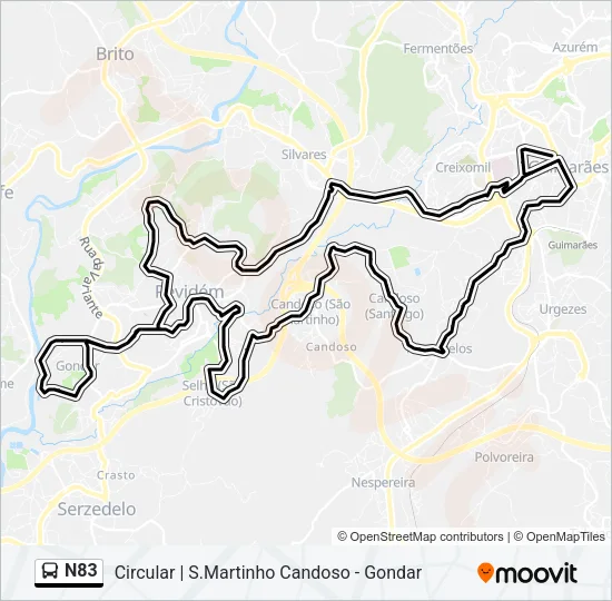 N83 Bus Line Map