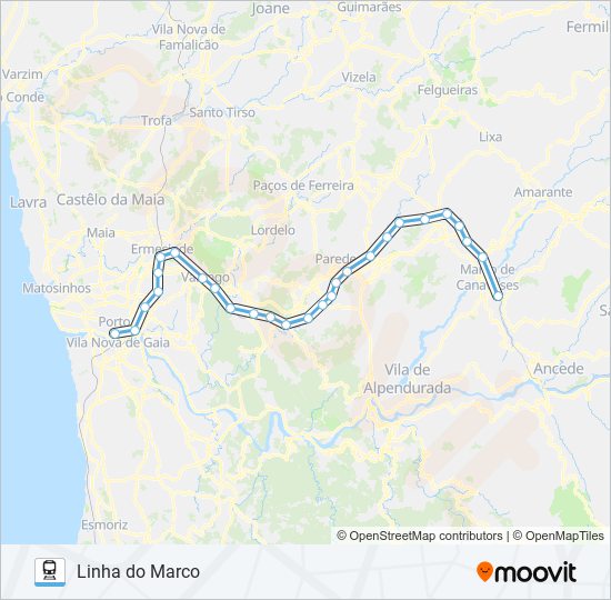 Mapa da linha do comboio L. MARCO.