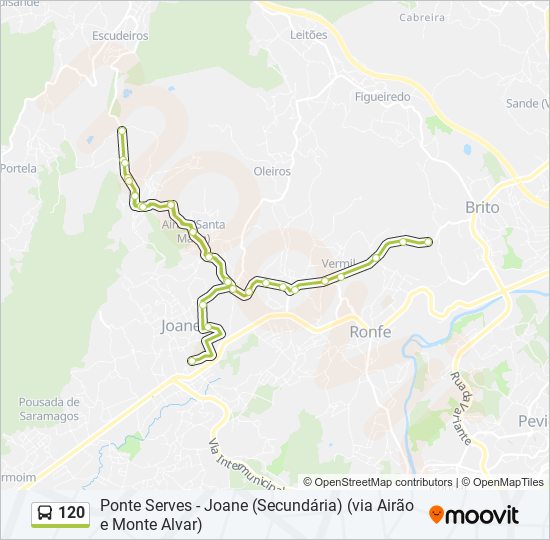 Mapa da linha do autocarro 120.