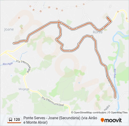 Mapa da linha do autocarro 120.