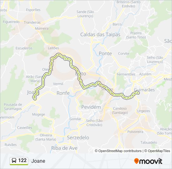 Mapa da linha do autocarro 122.