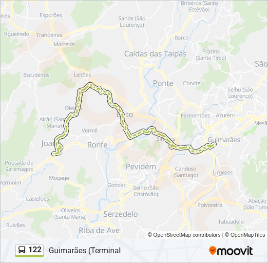 Mapa da linha do autocarro 122.