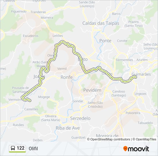 Mapa da linha do autocarro 122.