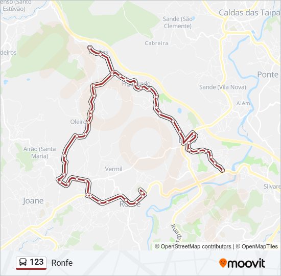 Mapa da linha do autocarro 123.