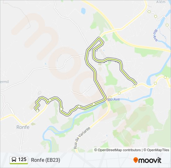 Mapa da linha do autocarro 125.