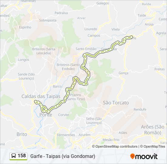 Mapa da linha do autocarro 158.