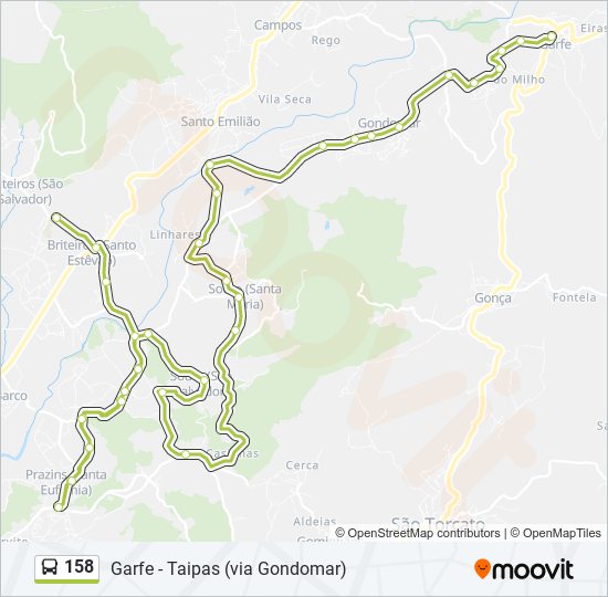 158 bus Line Map