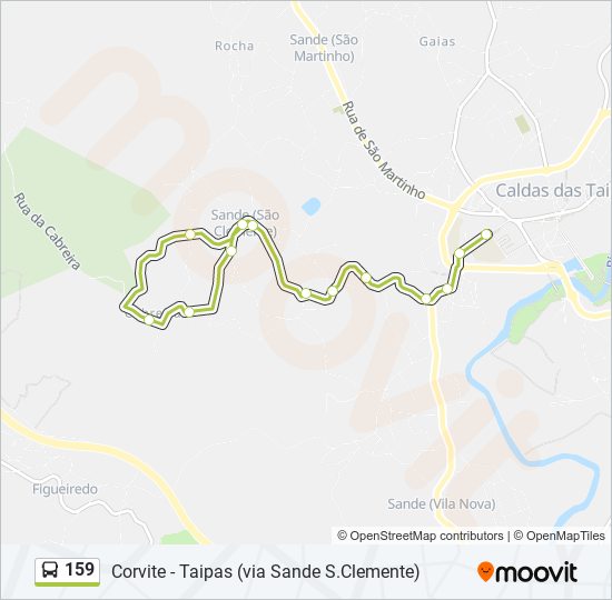 Mapa da linha do autocarro 159.