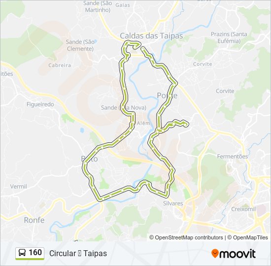 Mapa da linha do autocarro 160.