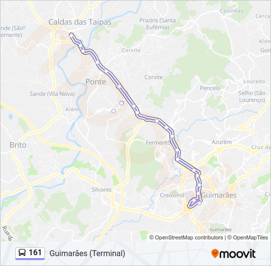 Mapa da linha do autocarro 161.