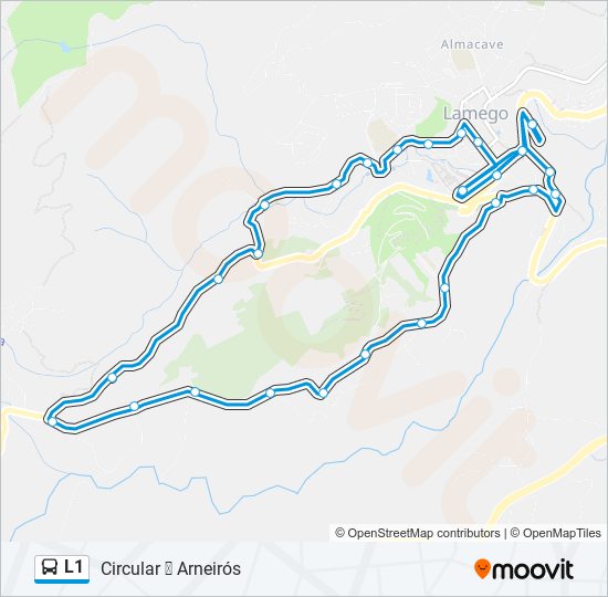 Mapa da linha do autocarro L1.