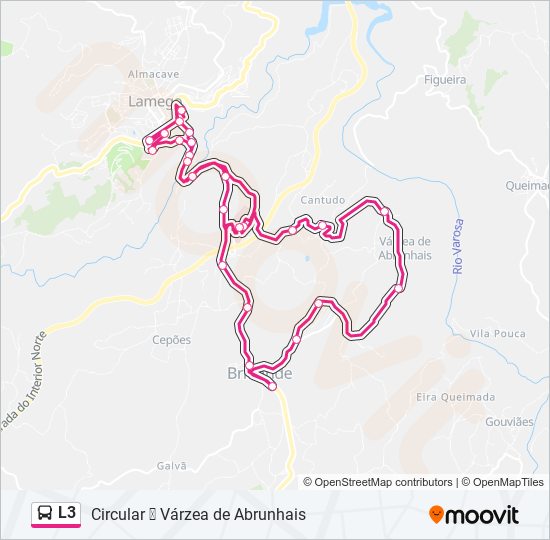 Mapa da linha do autocarro L3.