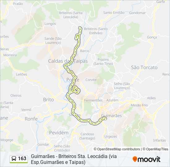 Mapa da linha do autocarro 163.