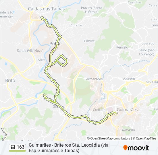 Mapa da linha do autocarro 163.