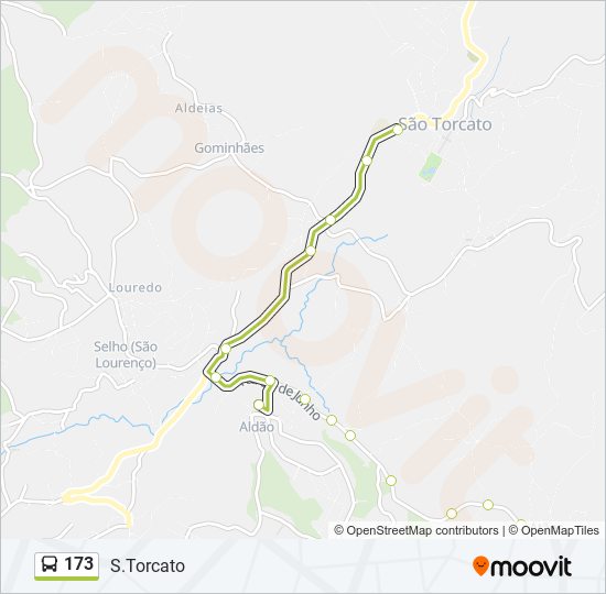 Mapa da linha do autocarro 173.