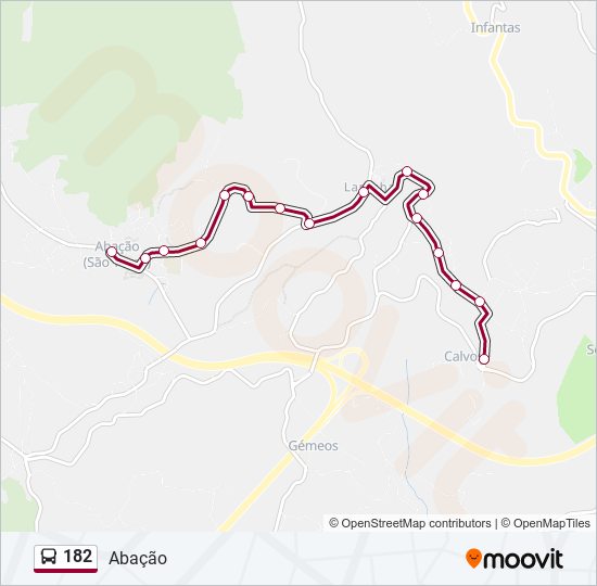 Mapa da linha do autocarro 182.