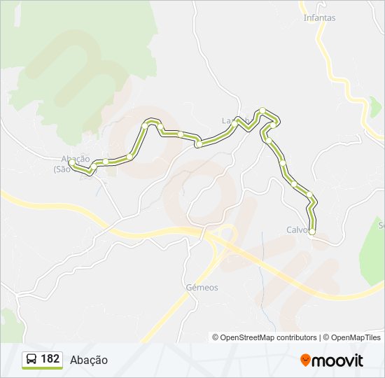 Mapa da linha do autocarro 182.