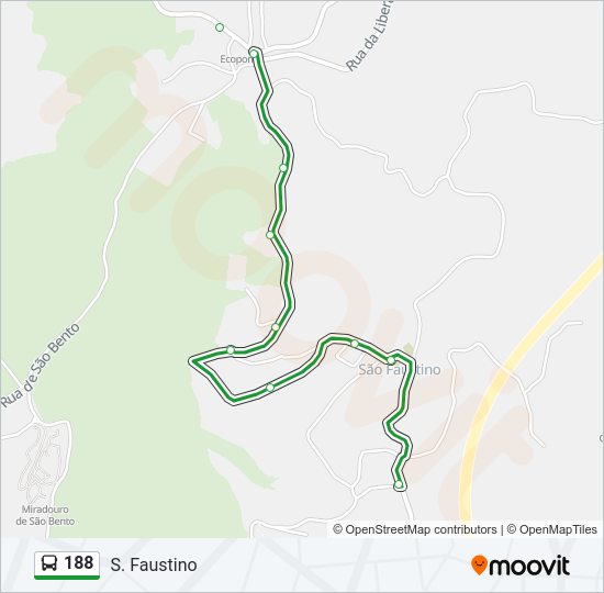 Mapa da linha do autocarro 188.