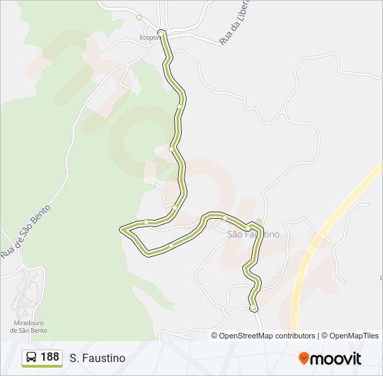 Mapa da linha do autocarro 188.