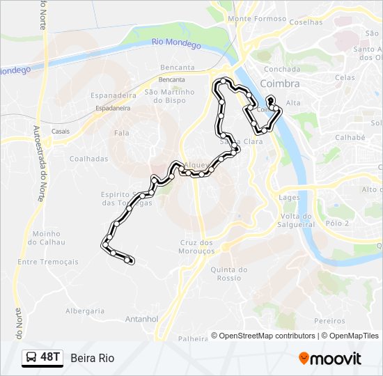 Mapa da linha do autocarro 48T.