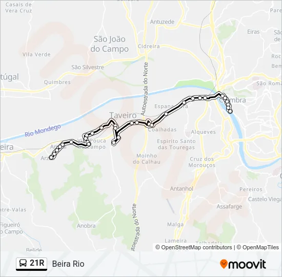 21R Bus Line Map