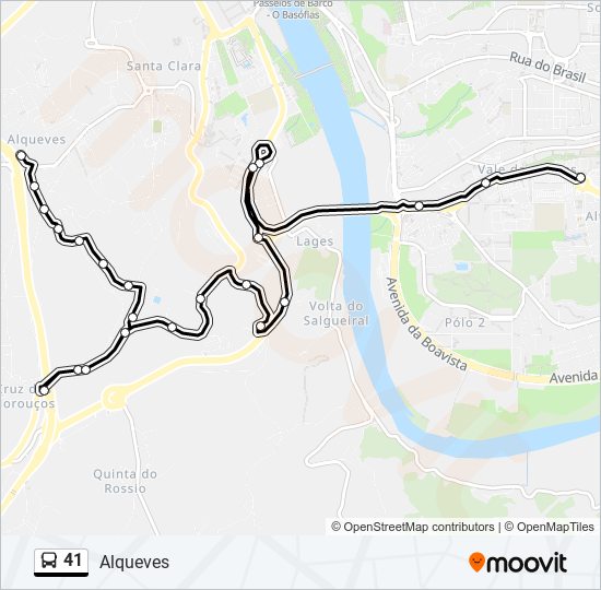 Mapa da linha do autocarro 41.