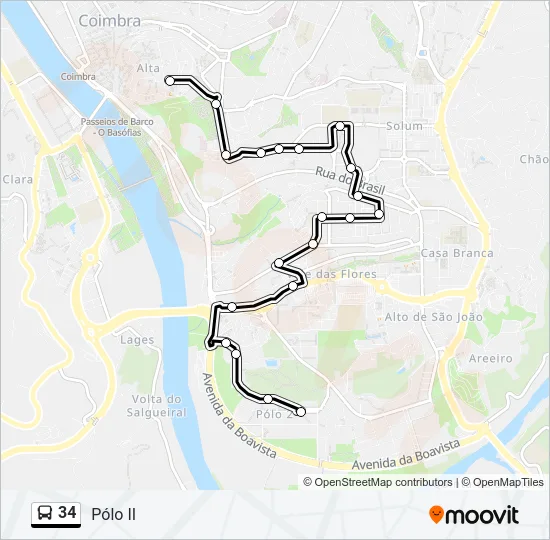 34 Bus Line Map