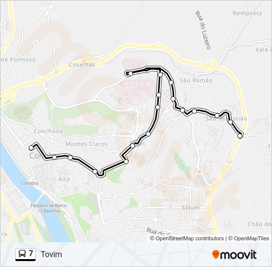 Mapa da linha do autocarro 7.