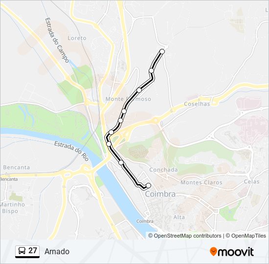 Mapa da linha do autocarro 27.