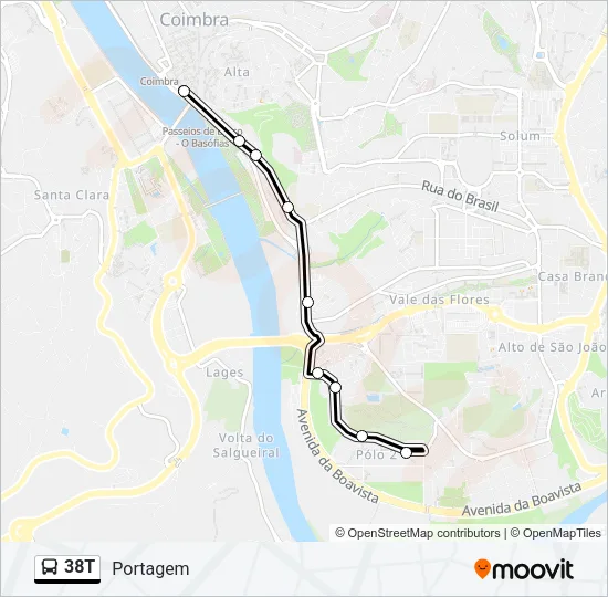 38T Bus Line Map
