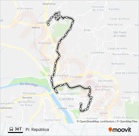 36T Bus Line Map