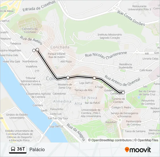 36T Bus Line Map