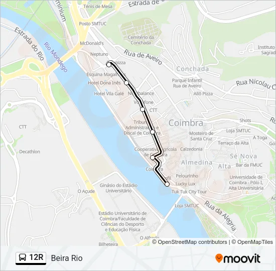 12R Bus Line Map